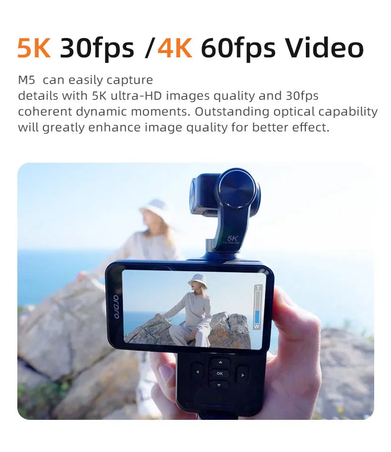 ORDRO M5 Pocket Video Camera Action Vlogging Digital Camcorder 5K 3-axis Face Tracking 3.5" Touch Screen Infrared Night Vision