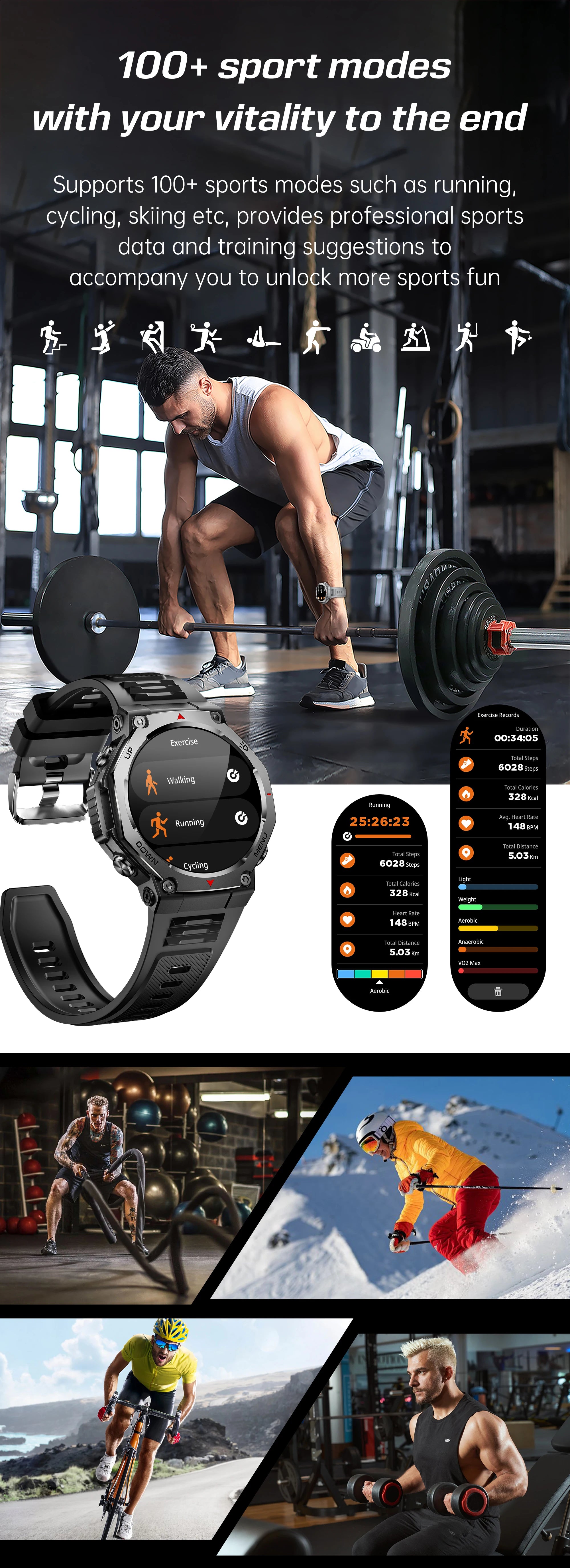 LIGE New 1.43 inch AMOLED Screen Smart Watch 525mAh Big Battery BT Call IPX8-5ATM Waterproof Sports Health Monitoring Smartwatch