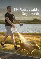 3/5M Automatic Dog Leash Retractable LED Luminous Leading Fashion Light Straps for Dog Puppy Pet Flexi Walking Running Lead