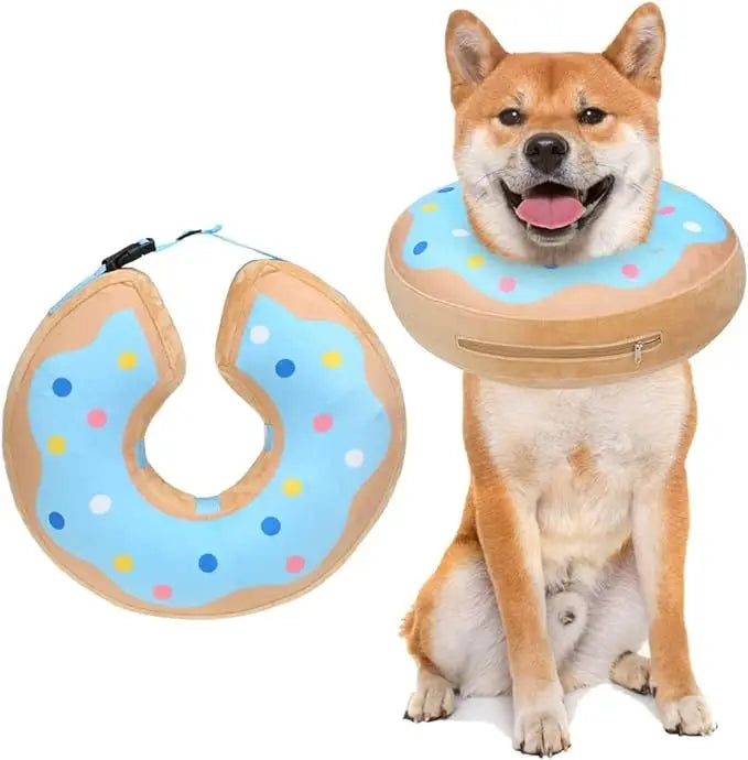 Soft Inflatable Dog Collar Elizabeth Cone Alternative, Post-Surgery Recovery Donut for Small to Large Dogs, Stops Licking Wounds