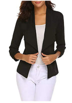 Women's Casual Blazer Solid Elegant Jackets Cardigan Fashion Long Sleeve Jacket Slim fit 3/4 Gathered Sleeve Open Front