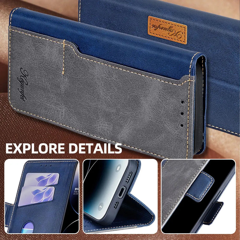 Business Leather Flip Case for POCO X7 Pro Protect Cover Side Magnetic Case for Xiaomi Poco X7 M7 Pro C75 With Card Slots Funda