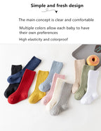 3Pairs/Lot Baby Knee High Socks Kids Girls Boys Soft Cotton Long Sock Cute Spanish Stripe Solid Children Socken For 0-8Years