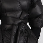TWOTWINSTYLE Solid Temperament Spliced Lace Up Coat for Women V Neck Long Sleeves Tunic Warm Cotton Coats Female Clothing New