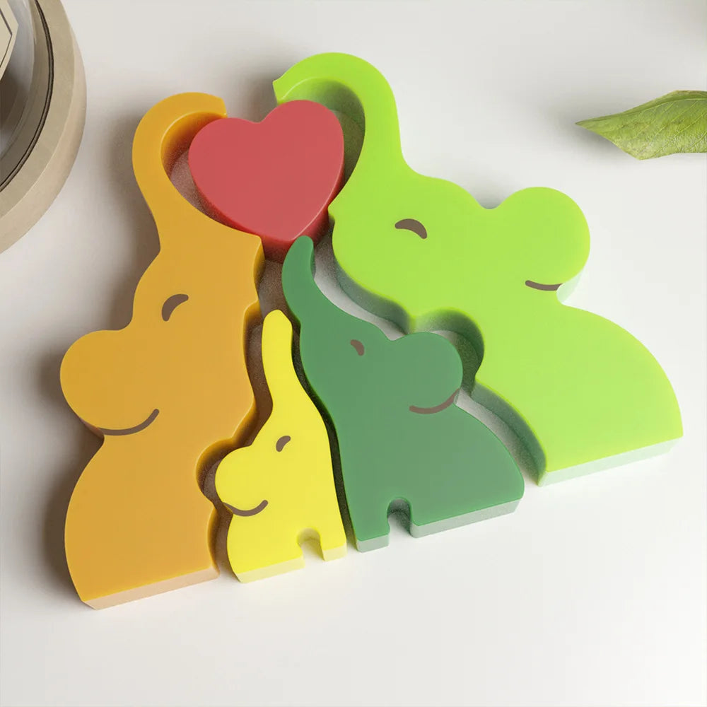 Dogs Family Puzzles Clay Silicone Mold Cat Bear Elephant Gypsum Plaster Mould Animal Craft Ornament Cement Concrete Resin Mold