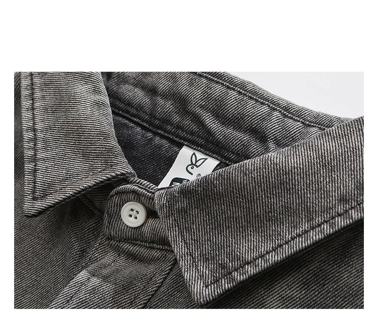Korean fashion washed gradient denim shirt for men clothing High quality streetwear harajuku casual coat tremdy Long sleeve male