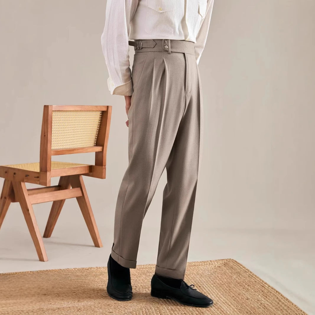 Italian Naples Trousers High Waisted Straight Men's Business Casual Pants High-end Elegant Retro Suit Pants Banquet Wedding