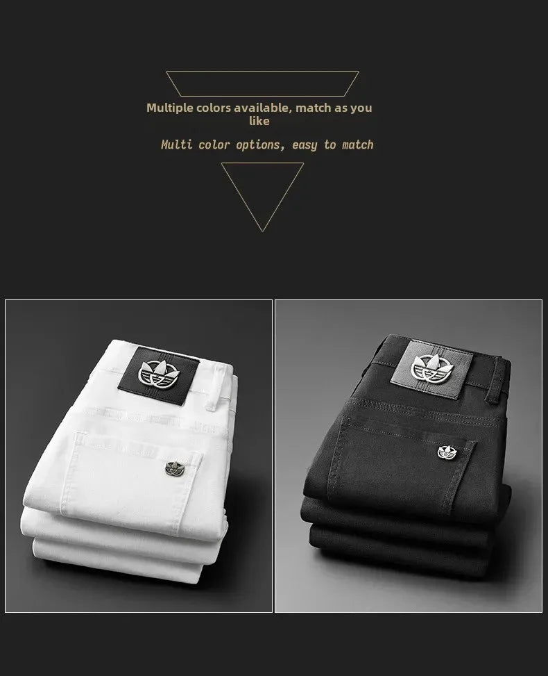 WhiteJeans Men's High-End European Style Jeans Lightweight Luxury Trendy Long Pants Business Casual Pants For Spring 2024