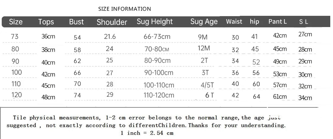 Soft Breathable Cotton Baby Children Pajamas Set Cute Cartoon Long Sleeve Home Sleepwear Set for 0-5 Years Old