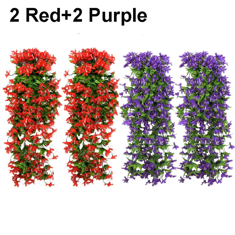 1/2/3/6pcs Artificial Flowers Garden Decor Artificial Flower Decoration Wedding Party Outdoor Courtyard Hanging Red Lily Flower