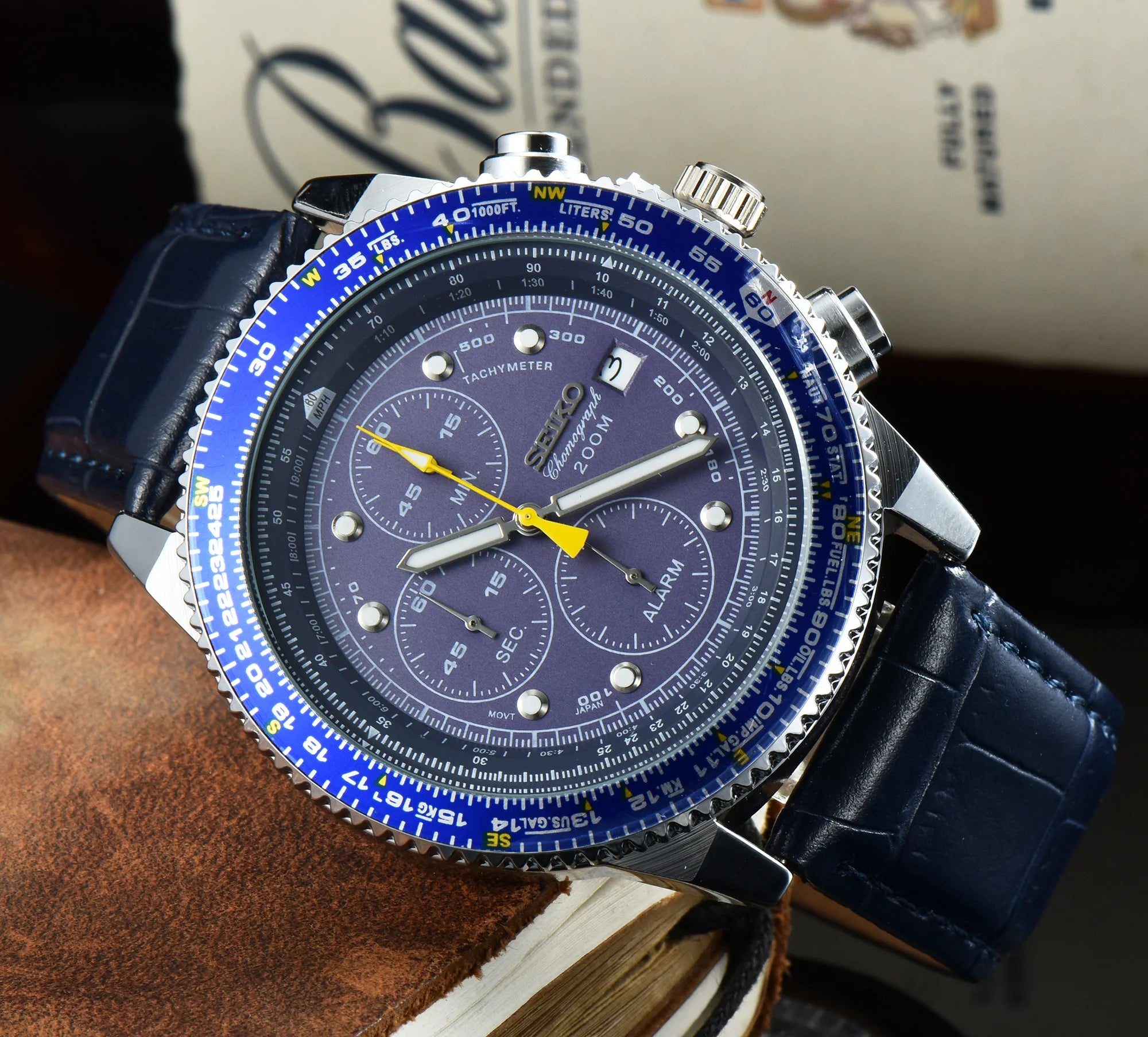 SEIKO Men's Sports Quartz Waterproof Watch, Multifunctional Dial Luminous Hands and Markers, Stainless Steel or Rubber Strap.