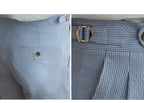 High-end Striped Men's Suit Pants Spring Summer Thin Italian Straight Casual Trousers Blue Paris Buckle Business Trousers