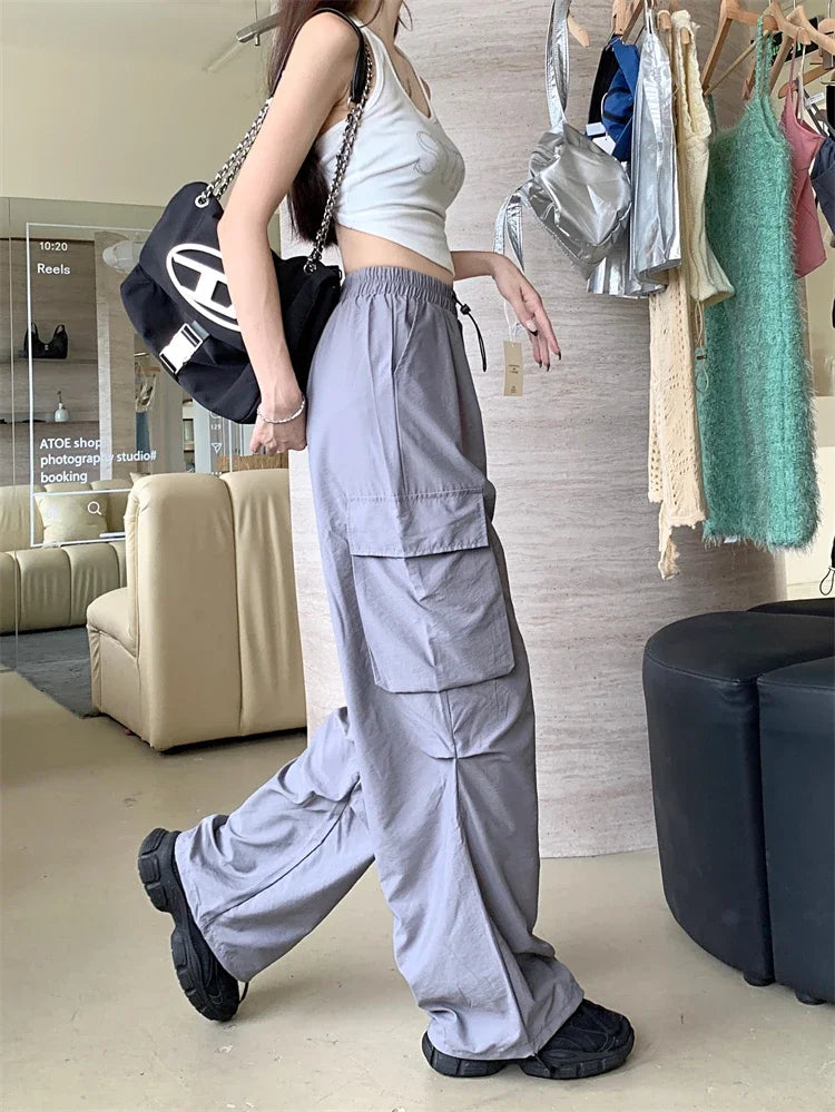 High Waist Wide Leg Workwear Pants Women's Spring 2024 Loose Sun Protection Casual Sports Thin Style Fashionable Trousers