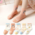 5 Pairs/Lot Children Socks Boy Girl Baby Fashion Cotton Solid Wild Soft Cozy Breathable For 1-12Y Summer Kids Casual Mesh Socks