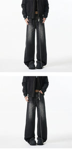 2025 New Retro Washed Straight-Leg Jeans For Men High Street Fashion Baggy Denim Pantalones Hombre Hip Hop Distressed Y2K Jean