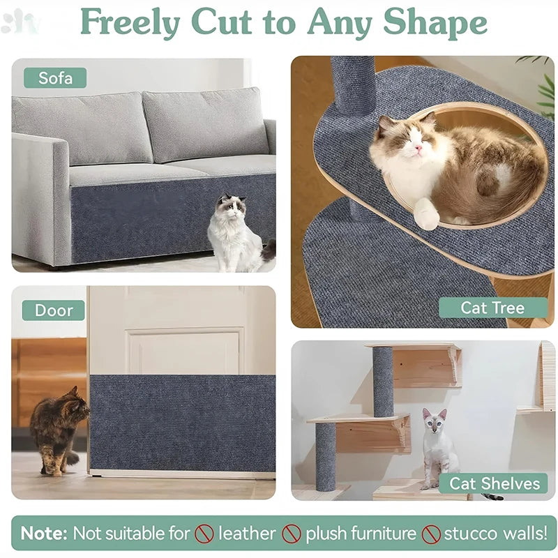 Cat Scratching Mat Self-Adhesive Trimmable Carpet Cat Scratching Post Carpet for Anti-scratching Sofa Furniture Protection
