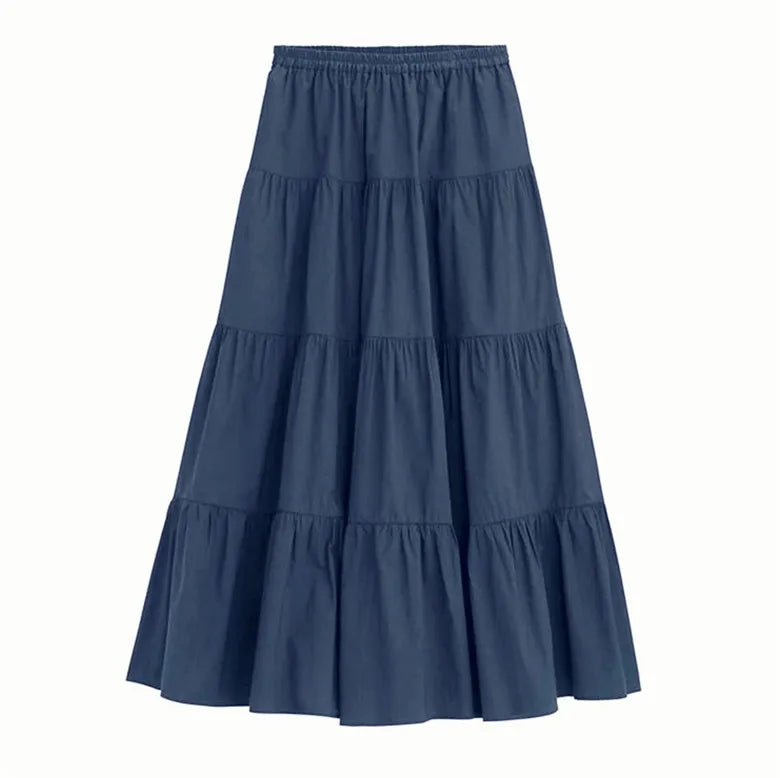 2024 Spring Autunm women Ruffle skirt fashion Summer cotton linen skirts long maxi party skirts red purple pink M-5XL 6XL 7XL