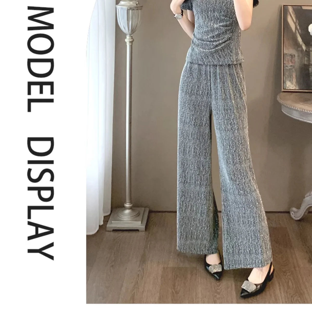 Fashion suit women's summer new style high-end feeling new Chinese style short sleeved top+casual wide leg pants two-piece set