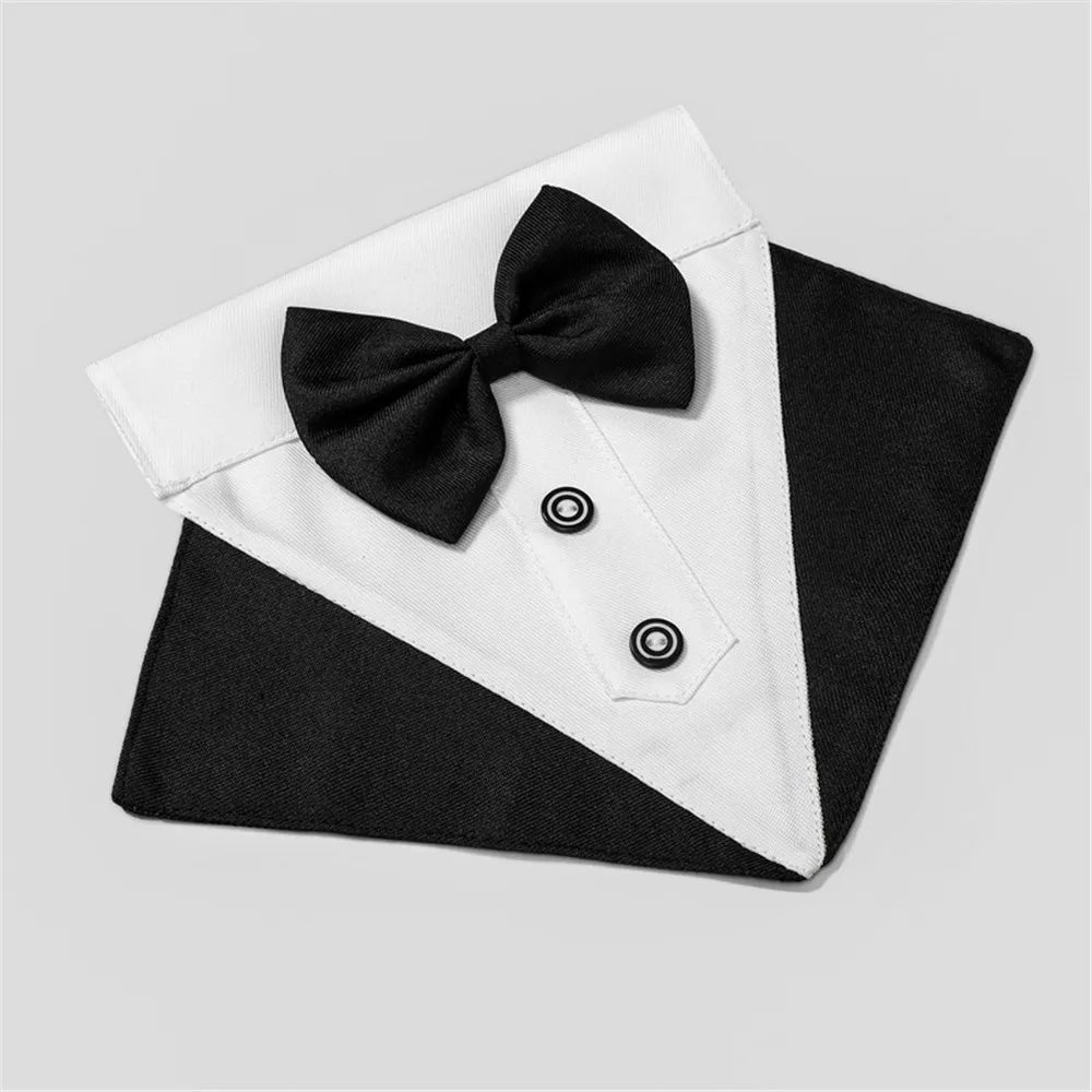 For Large and Medium Dogs Tuxedo Dog Suit and Bandana Set Dogs Tuxedo Suit Dog Prince Bow Tie Shirt Formal Dog Weeding Attire