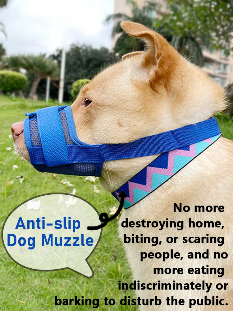 Dog muzzle Prevents biting barking and accidental eating prevents slipping off fits small medium large dogs adjustable