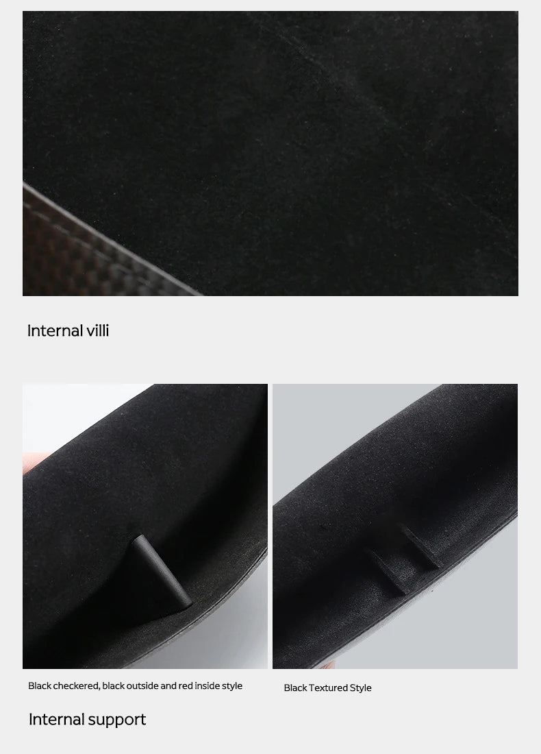 New Sunglasses Cases Large Black New Red Lined Leather Business Litchi Pattern Sunglasses Glasses Case  Eyewear Accessories
