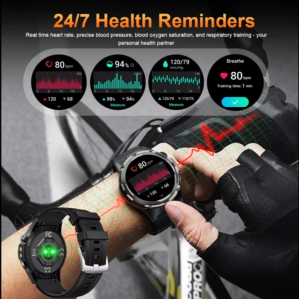 NEW For XIAOMI Outdoor Sports Smart Watch Men GPS Trackr Health Monitor BT Call NFC UV infrared Laser 5ATM Waterproof Smartwatch