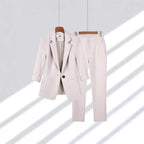 Elegant Women's Two Pieces Set Outfits Casual Long Sleeved Blazer and Pants Suit for Female Streetwear Spring and Autumn 2025