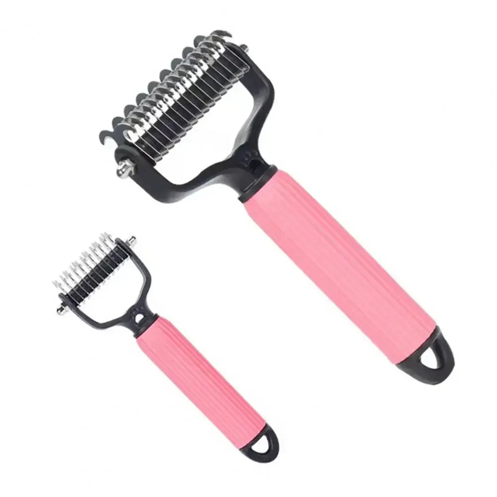 Pet Detangling Comb Handheld Dogs Cats Undercoat Rake Double-Sided Stainless Steel Teeth Deshedding Grooming Brush for Shedding