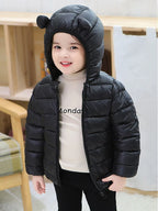 Children Boys Baby Hooded Lightweight Down Jackets Warm Outerwear Autumn Kids Girls Coats Cartoon Dinosaur Print Casual Clothing