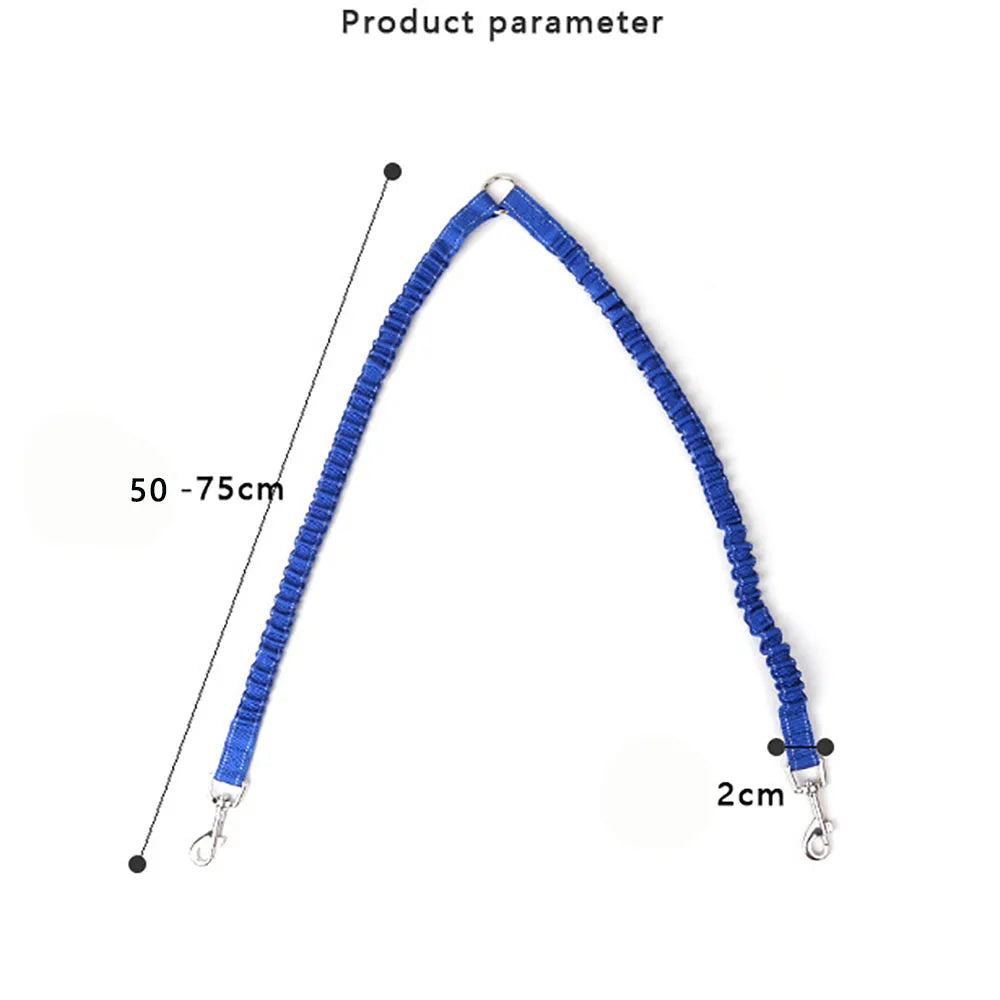 Double Dog Leash 360 Swivel No Tangle Walking Leash Shock Absorbing Bungee for Two Dogs Retractable Elastic Luminous Dog Leash