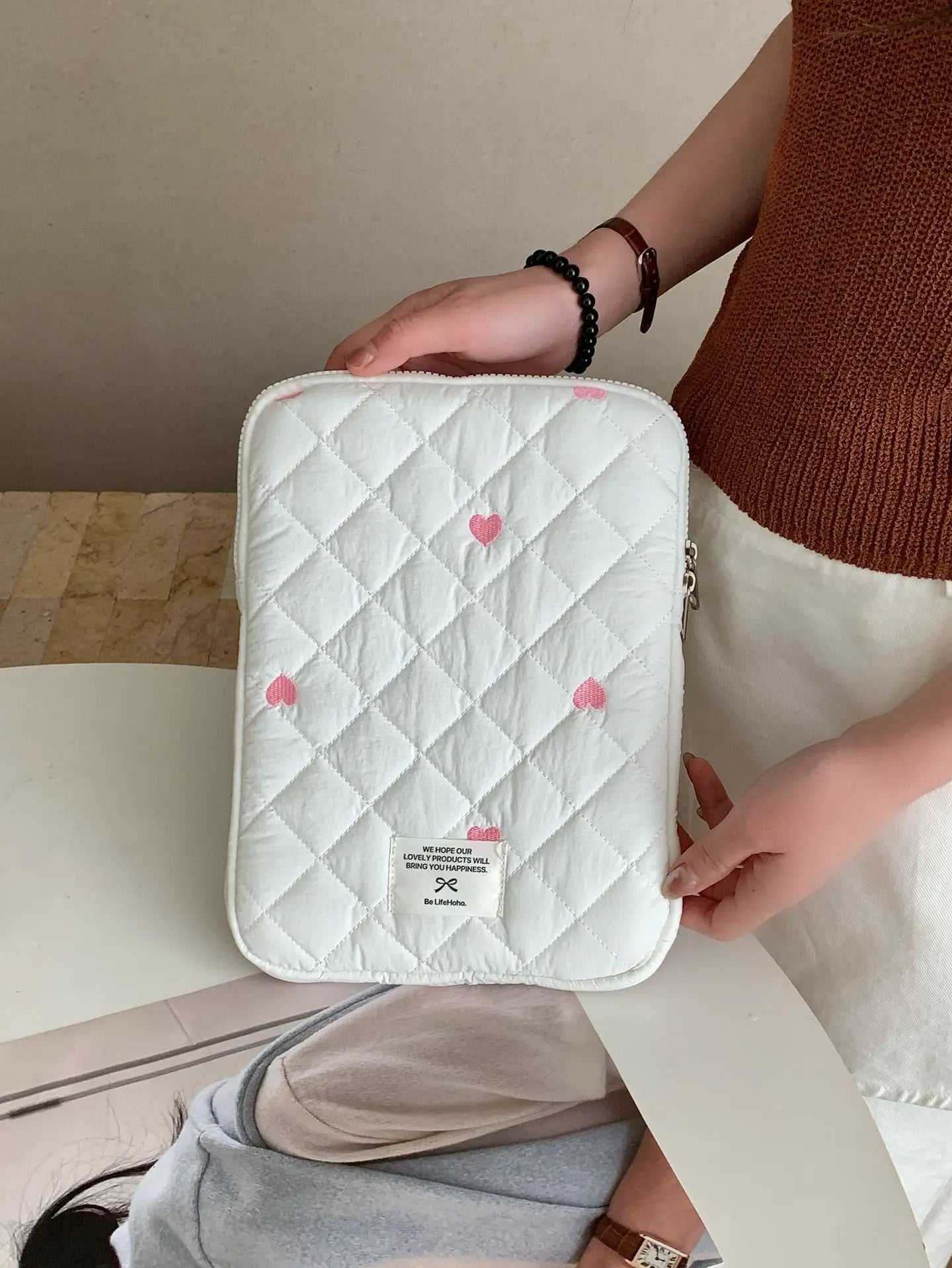 Cute Print Love Embroidery Laptop Bag 11 13.3 14 15 15.6 16 Inch Computer Bag Protection Case Laptop Sleeve Computer Case Bag