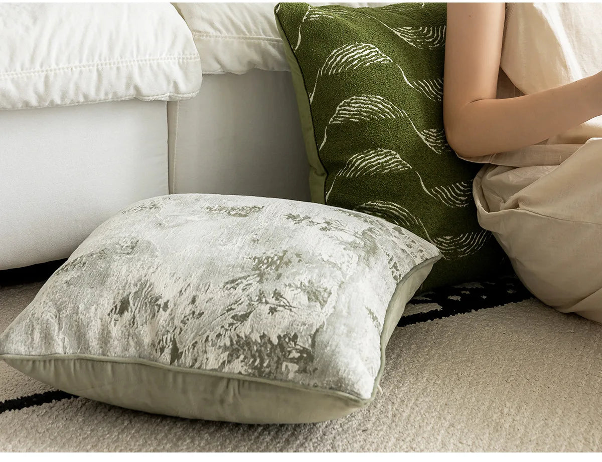 45X45CM Green Retro Throw Pillow Cover French Light Luxury Stamping Waist Cushion Cover Decor Home Decorative Pillowcase