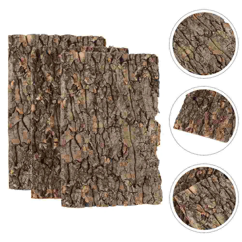 3 Pcs Reptile Bark Toy Animals Cork Tortoise Accessories Tree Terrarium Background Moss