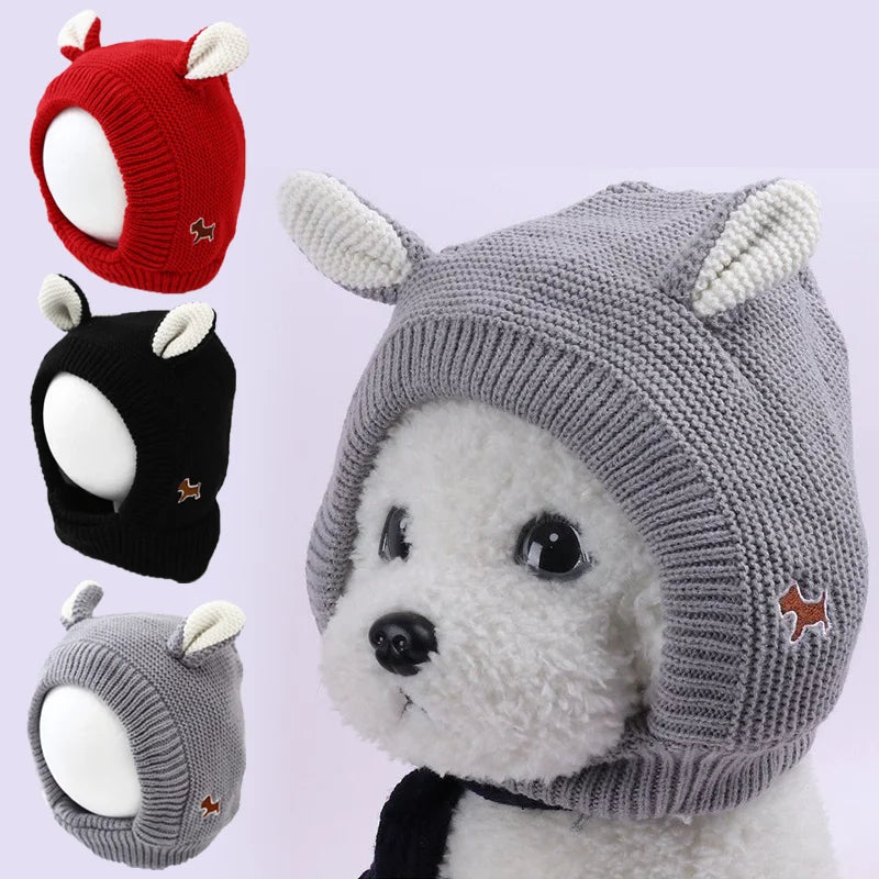 Quiet Dog Ear  Pet Ears Covers Knitted Hat Relief Winter Warm  Hat for dogs warm pet puppy dog ears in winter Christmas Gift