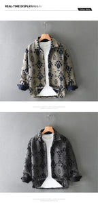 2024 Autumn Winter New Vintage Loose Printed Wool Shirts for Men Clothing Cargo Big Pockets Men Shirts AZT738