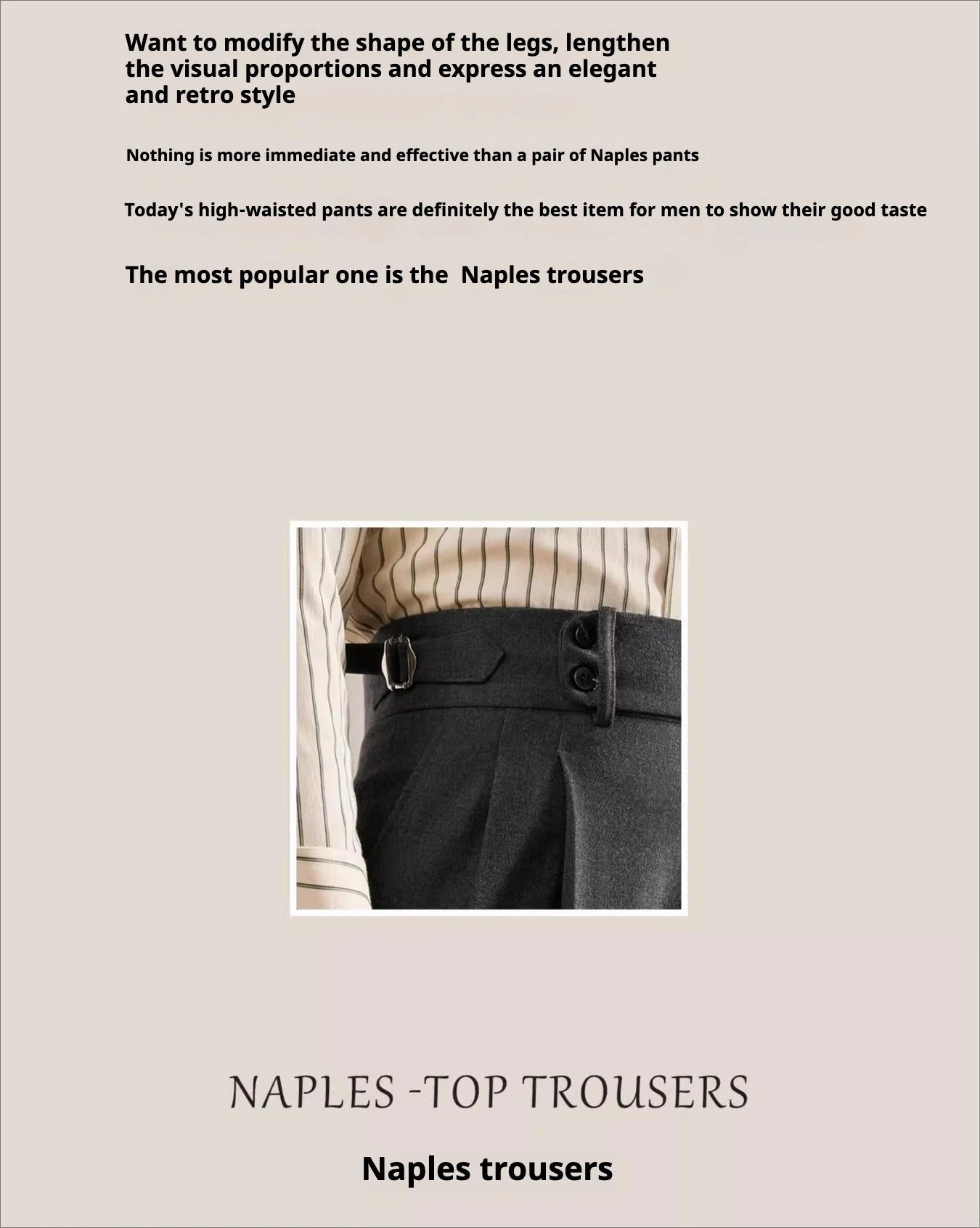 Italian Naples Trousers High Waisted Straight Men's Business Casual Pants High-end Elegant Retro Suit Pants Banquet Wedding