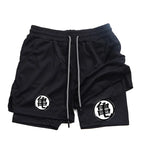 Goku Anime Running Shorts Men Fitness Gym Training 2 in 1 Sports Shorts Quick Dry Workout Jogging Double Deck Shorts