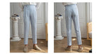 High-end Striped Men's Suit Pants Spring Summer Thin Italian Straight Casual Trousers Blue Paris Buckle Business Trousers
