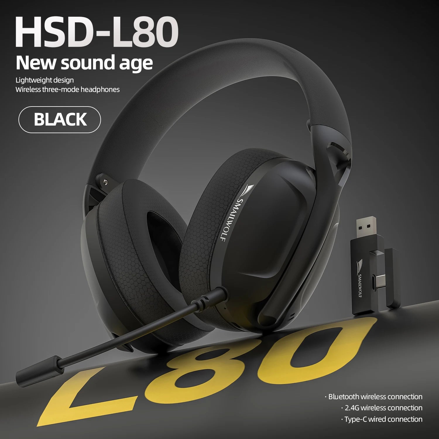 SMAILWOLF L80 Bluetooth wireless wired three-mode gaming headset laptop home lightweight headset with microphone