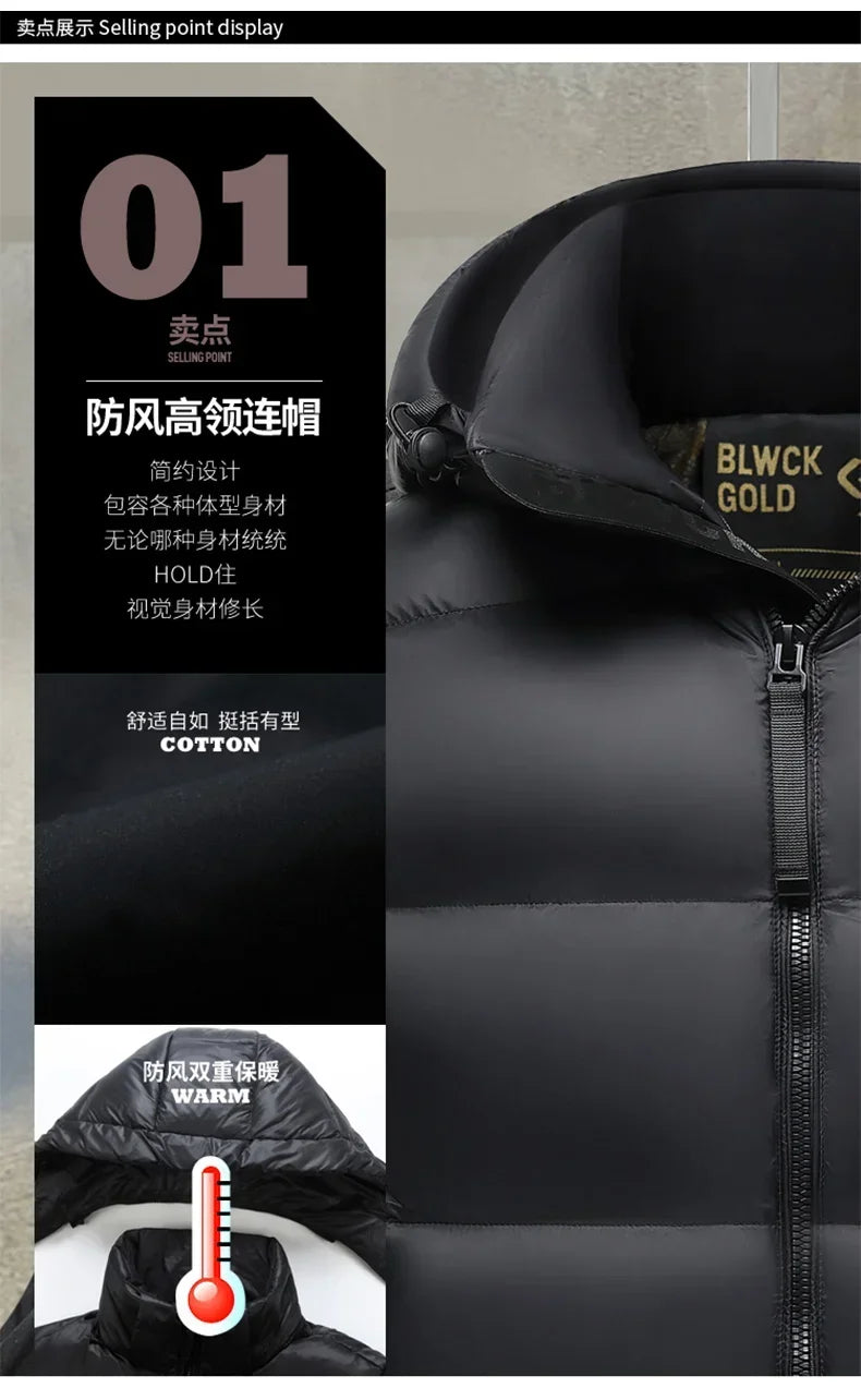Thicken Autumn Winter Men Coats Detachable Hood Mens Puffer Jacket Sleeveless White duck down Vest Jackets Warm Hooded Jacket