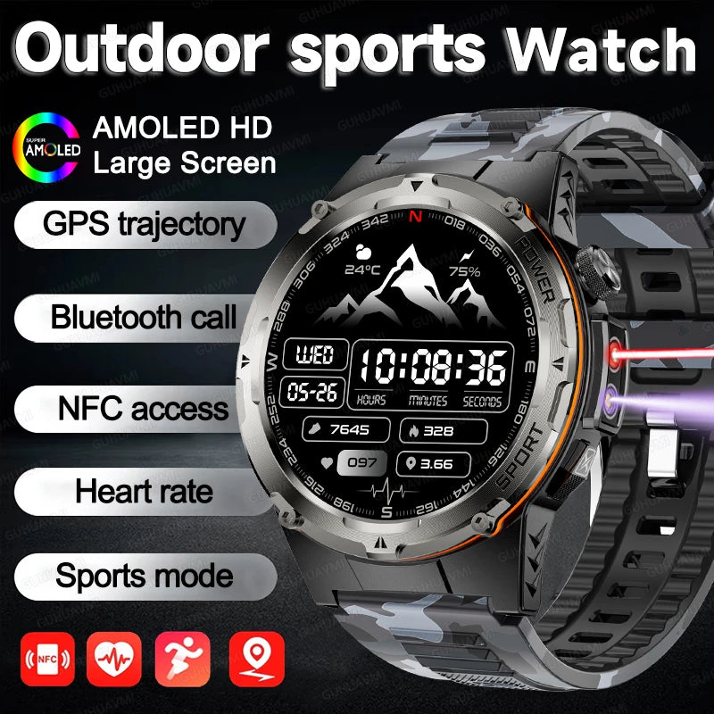 NEW For XIAOMI Outdoor Sports Smart Watch Men GPS Trackr Health Monitor BT Call NFC UV infrared Laser 5ATM Waterproof Smartwatch