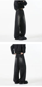 2025 New Retro Washed Straight-Leg Jeans For Men High Street Fashion Baggy Denim Pantalones Hombre Hip Hop Distressed Y2K Jean