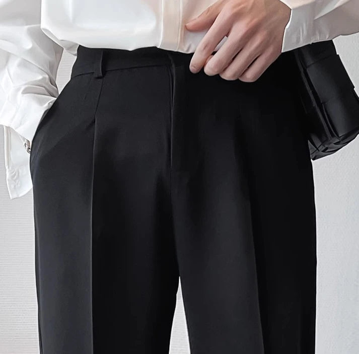 Wide Leg Gray Baggy Men's Summer Pants Tailoring Chinese Homme Dress Slacks Spring Clothes Male Suit Trousers Formal Designer Up