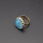 Natural Semi Precious Stones Irregular Crystal Druzy Rings Reiki Healing Embryo Agate Jewelry Accessories Party Gifts for Women