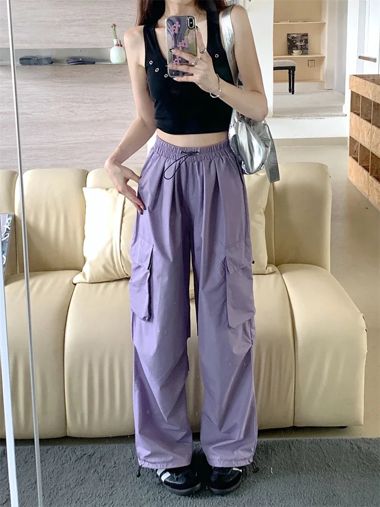 High Waist Wide Leg Workwear Pants Women's Spring 2024 Loose Sun Protection Casual Sports Thin Style Fashionable Trousers