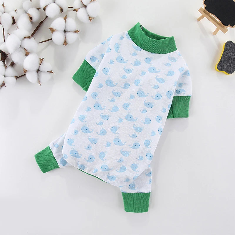 Luxury Dog Jumpsuits Pet Dog Clothes for Small Dogs Soft Cotton Puppy Pajamas Cute Print Cat Jumpsuits Pet Overalls Dog Costumes