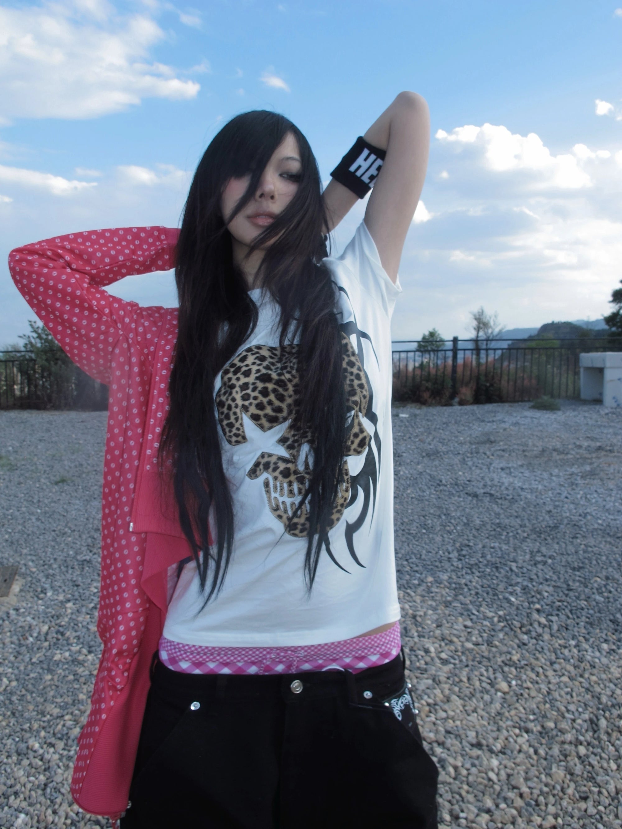 Karrcat Trashy Y2k Skull Print T-shirt Grunge Aesthetics Short Sleeve Tee Shirt Vintage 2000s Style Streetwear Gothic Punk 90s