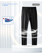 Summer High Stretch Smooth Ice Silk Casual Pants Man Thin Soft Elastic Waist Korean Grey Sweatpants Sports Jogging Trousers Male