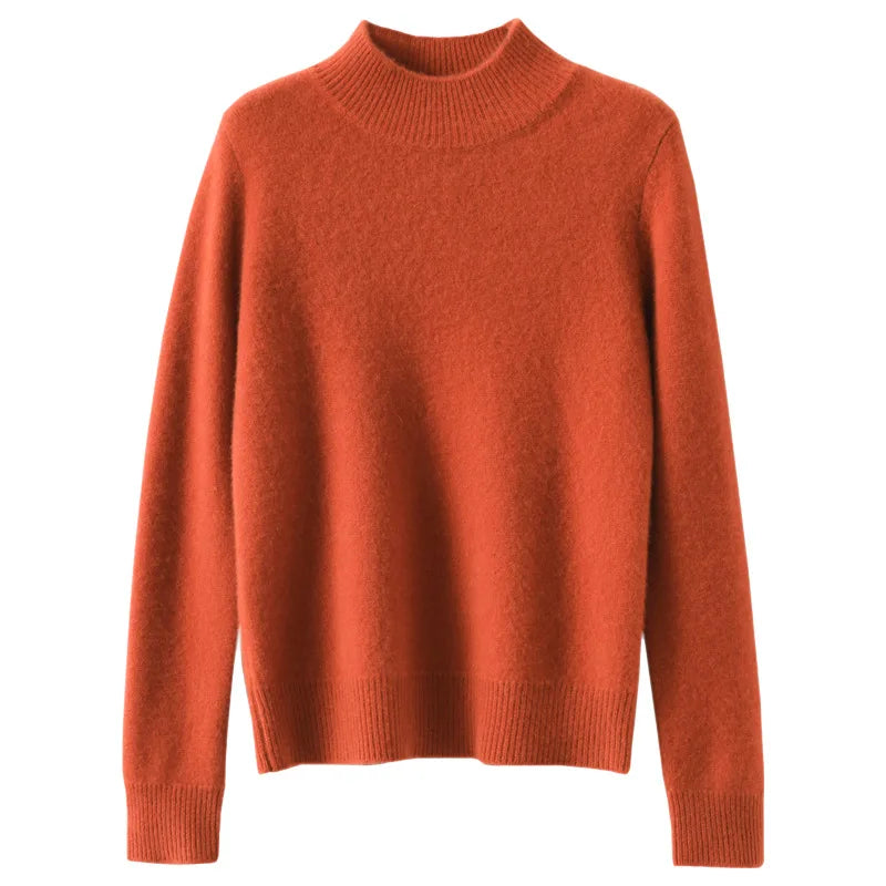 Autumn Winter Women Sweaters Long Sleeve Thick Warm Knitwears Pullovers Mock Neck Loose Sweater Korean Fashion Bottoming Shirt