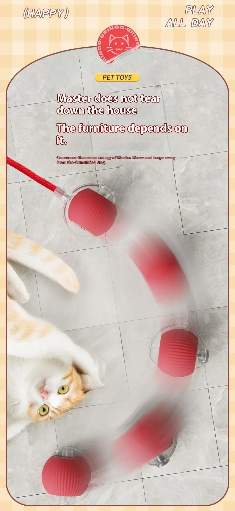 Interactive Cat Toy Ball Rolling Balls Pet Kitten Cats Teaser Automatic Electric Smart Game Plush Toys Play Stimulator Training